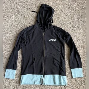 Zumba Fitness Black Hoodie with Light Blue Accents